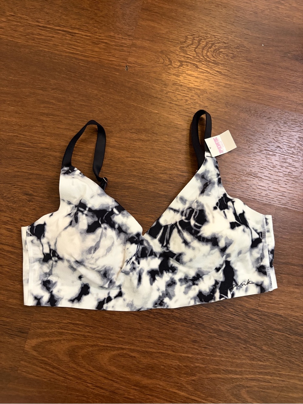 PINK Victoria's Secret Black & White Marble Wireless Bralette